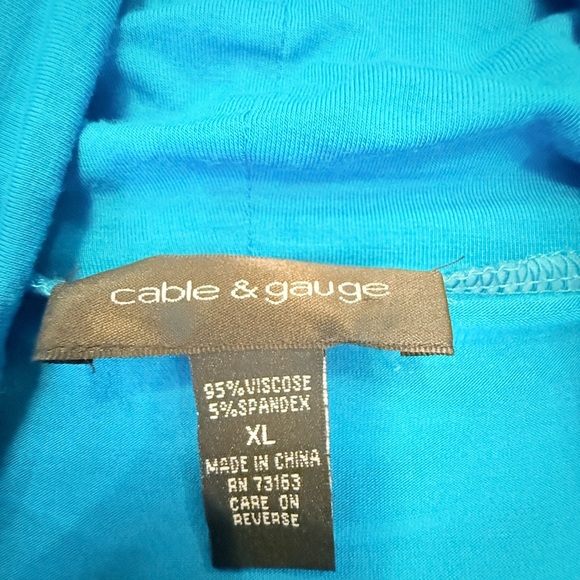 Cable & Gauge Blue Short Sleeve Cowl Neck Top Size XL - Picture 4 of 9